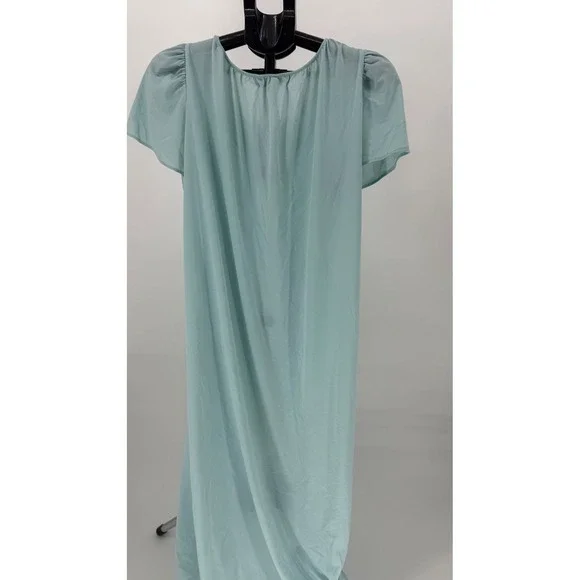 VTG Miss Elaine Classics‎ Women Long Nightgown Blue Embroidered Flutter Sleeve L - Picture 5 of 6